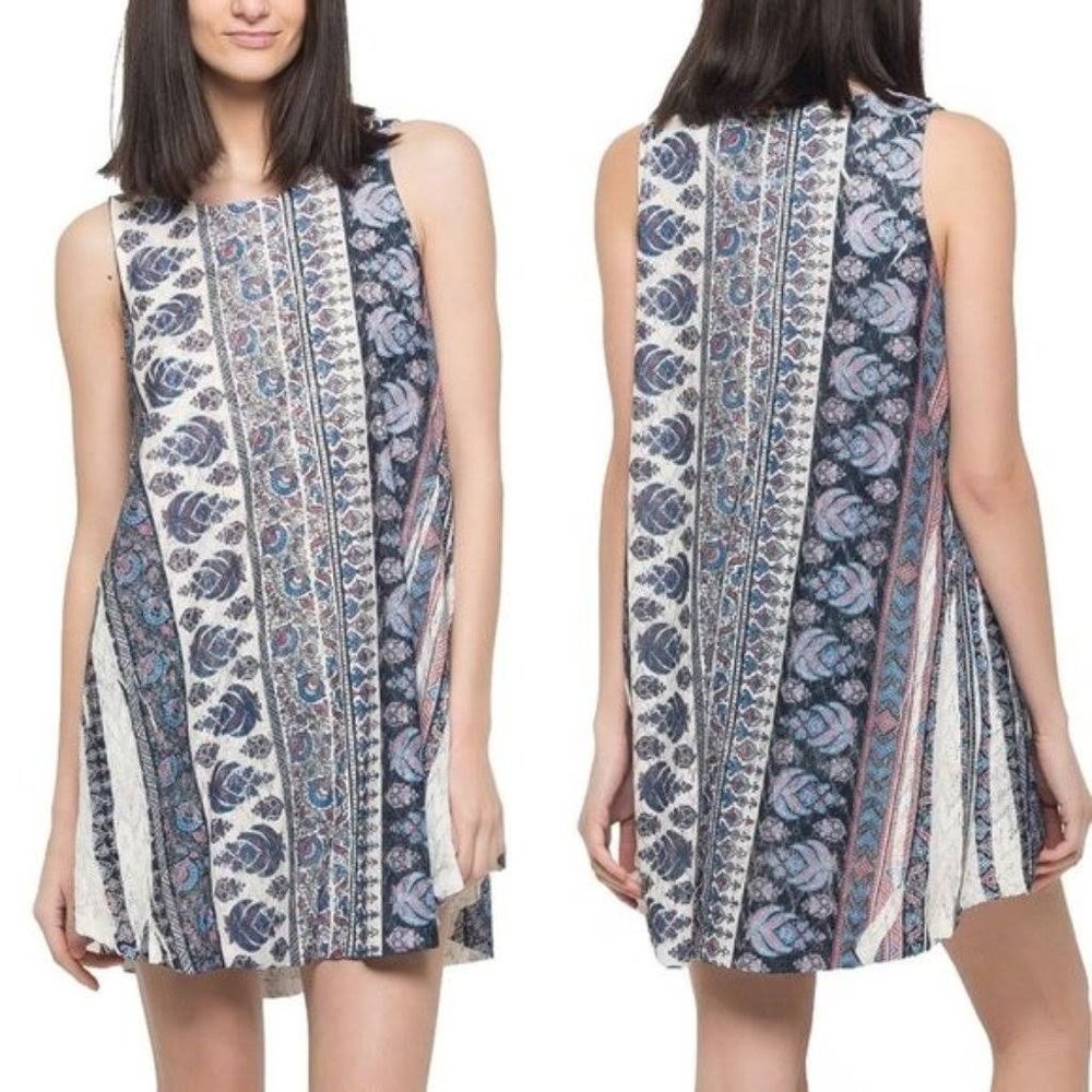 PPLA medium tunic dress shirt boho festival geometric tribal cute babydoll